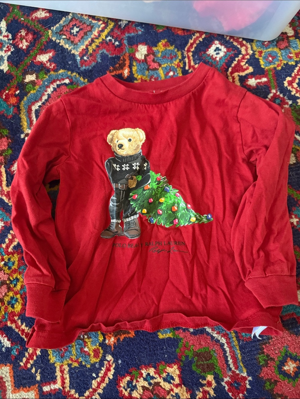 Polo by Ralph Lauren Red Long-Sleeve Bear & Tree Graphic Tee